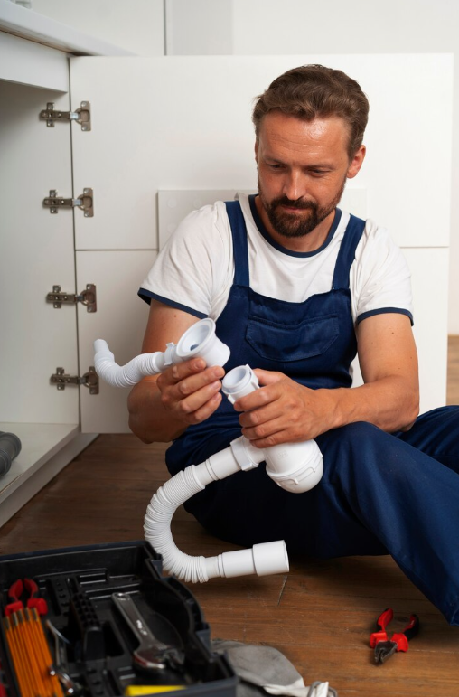 FAQ - homme - plombier - tuyaux - blanc - outils - matériels - rouge - orange - bleu - CAEN-PLOMBERIE - 14 FAQ - homme - plombier - tuyaux - blanc - outils - matériels - rouge - orange - bleu - CAEN-PLOMBERIE - 14